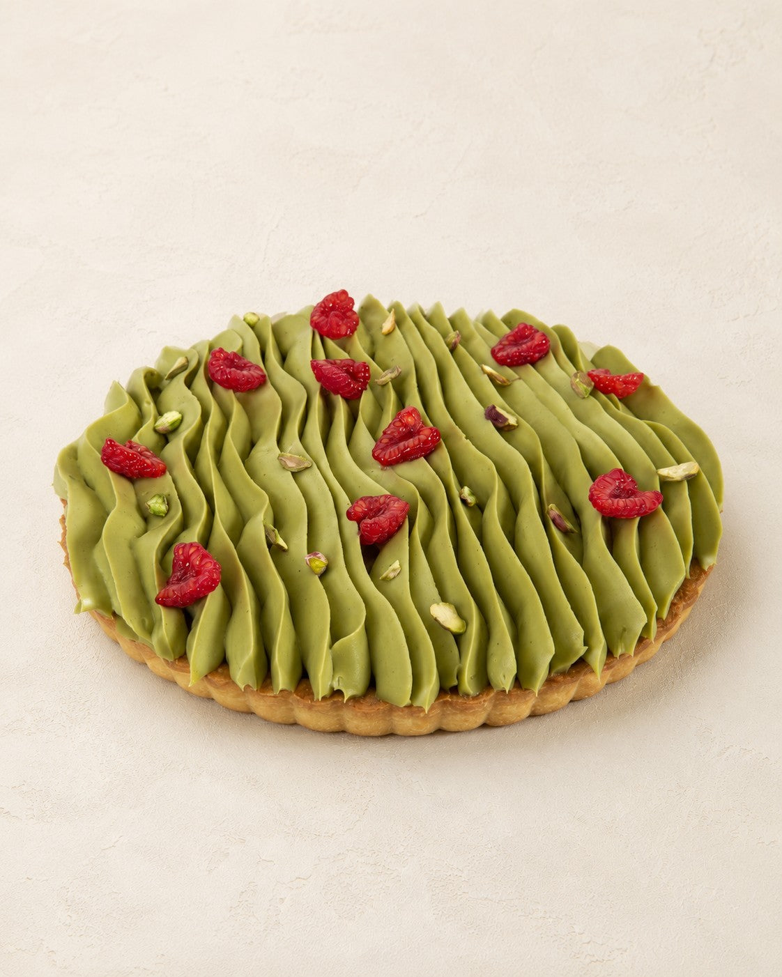 Pistazien-Frangipane-Tarte mit Himbeeren von Batida - Pistazien-Frangipane (Mandel-Pistazien-Creme) mit Himbeeren gebacken