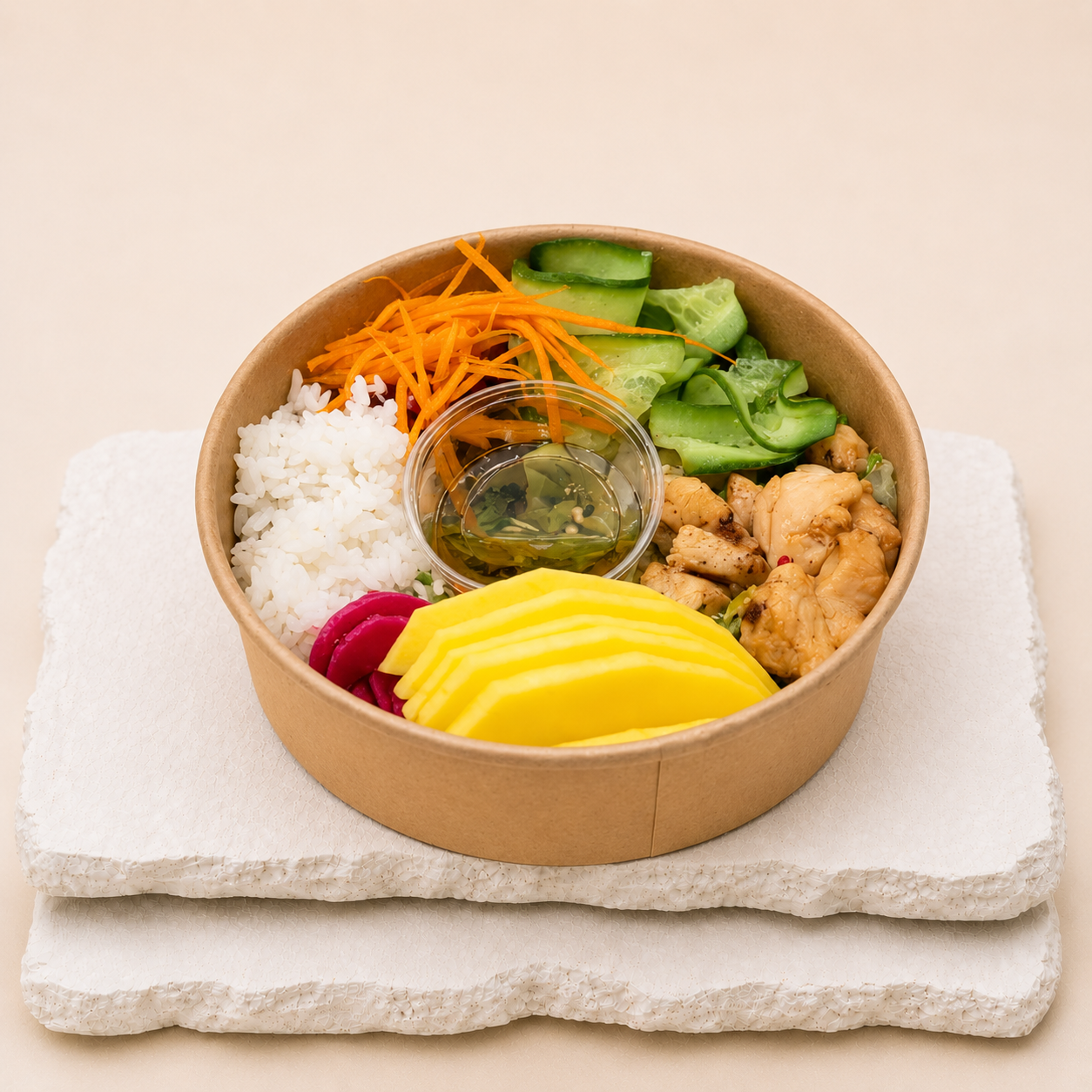 Lunch bowl od Batida – sałatka z białkiem i świeżymi warzywami w eko pudełku, opcja cateringowa do biura